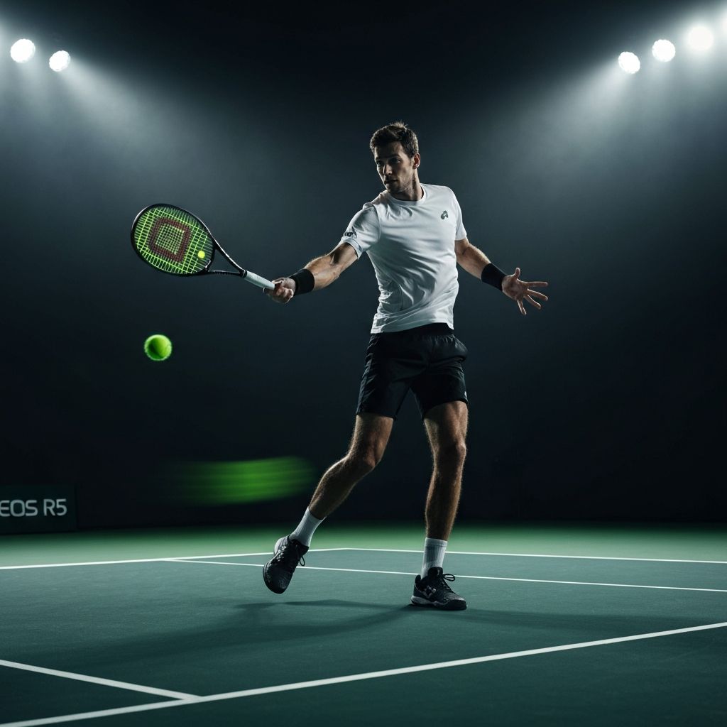 Professional tennis player in action